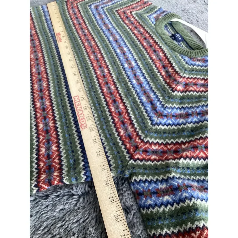J. CREW Men's Lambswool-Blend‎ Fair Isle Crewneck Jumper Festive Green Size XL